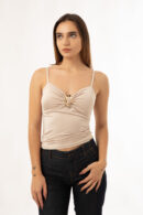 Top Ελαστικό Εκρού με Μεταλλική Λεπτομέρια (1)