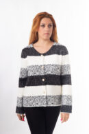 Ζακέτα κοντή ριγέ λευκό-μαύρο-γκρί (1)