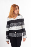 Ζακέτα κοντή ριγέ μαύρο-λευκό-γκρί (1)