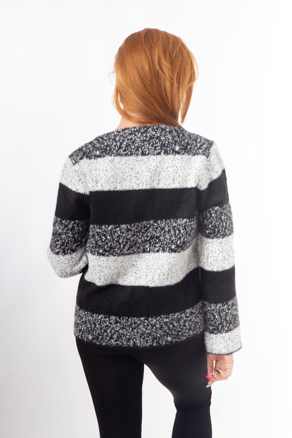 Ζακέτα κοντή ριγέ μαύρο-λευκό-γκρί (3)