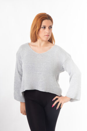 Μπλούζα πλεχτή front-back reversible γκρι (1)