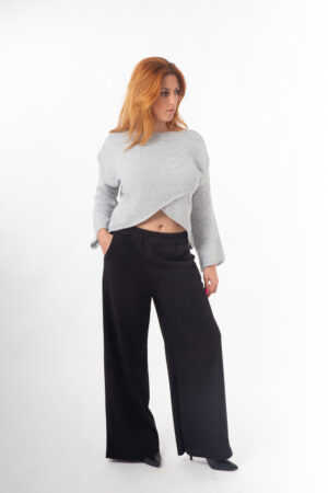Παντελόνα μαύρη με λάστιχο στη μέση (1)