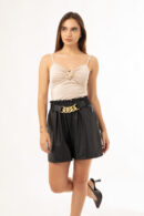 Σορτς δερματίνη μαύρο με ζώνη (1)