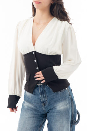 Δίχρωμη Corset Μπλούζα