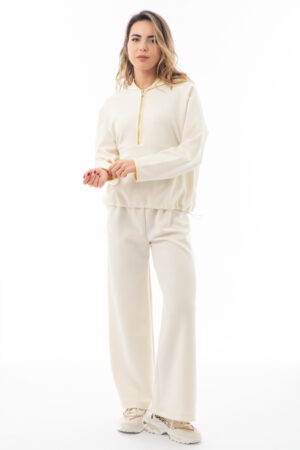 Σετ Φόρμες Off White Με Λεπτομέρεια Όχρα