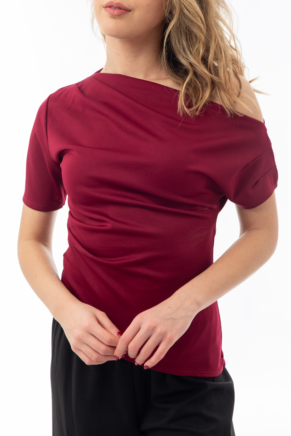 Μπλούζα Ασύμετρη Μπορντώ - Image 4