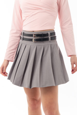 Φούστα Με Πιέτες Γκρί